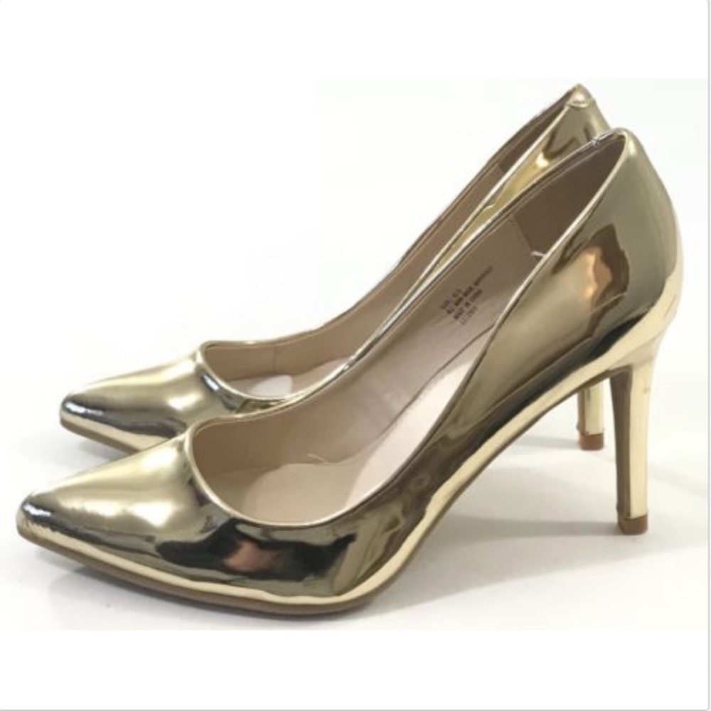 FARYLROBIN Stiletto Heels Gold Closed Toe NEW 6.5 - Picture 3 of 6
